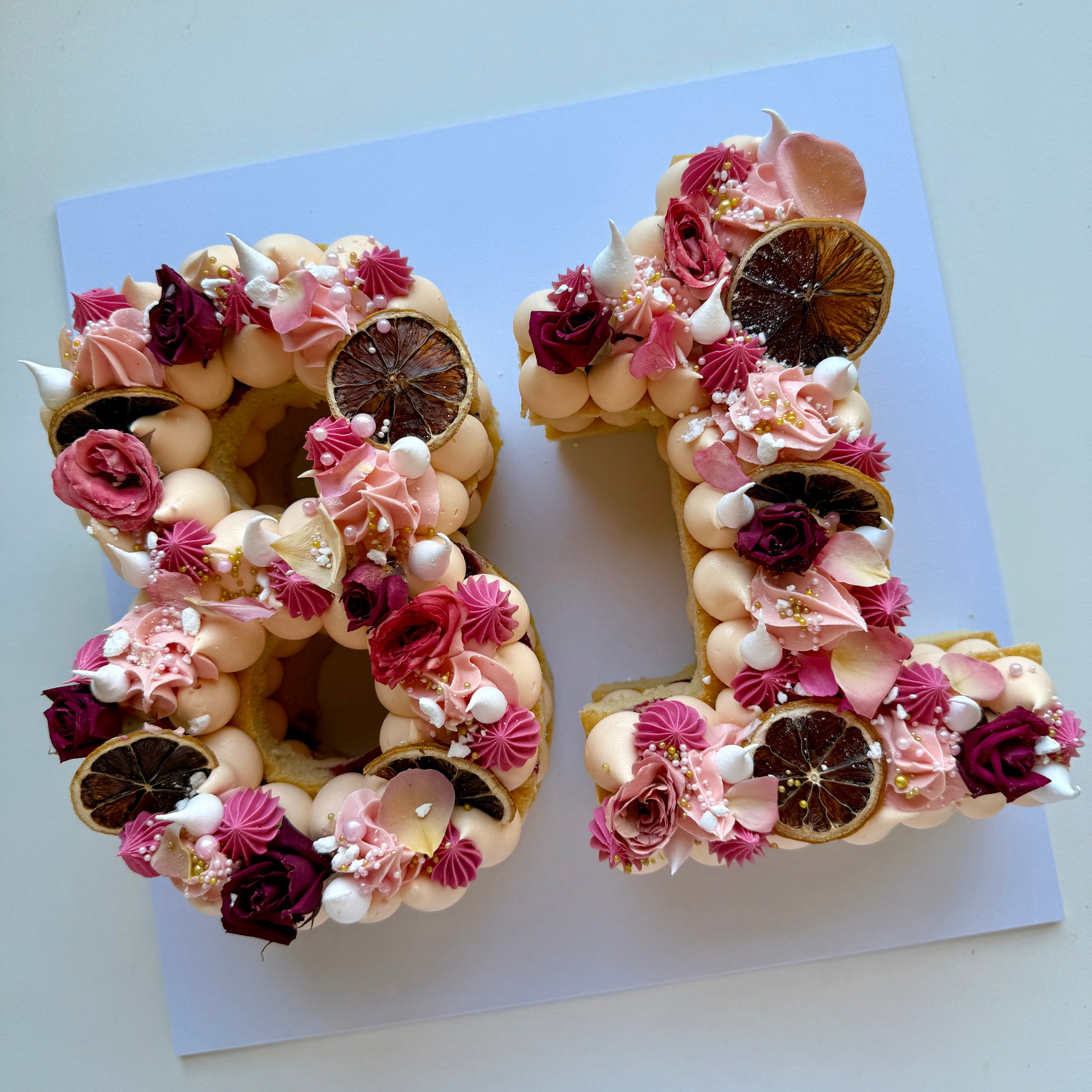Double Digit Fruits + Florals Number / Letter Cake