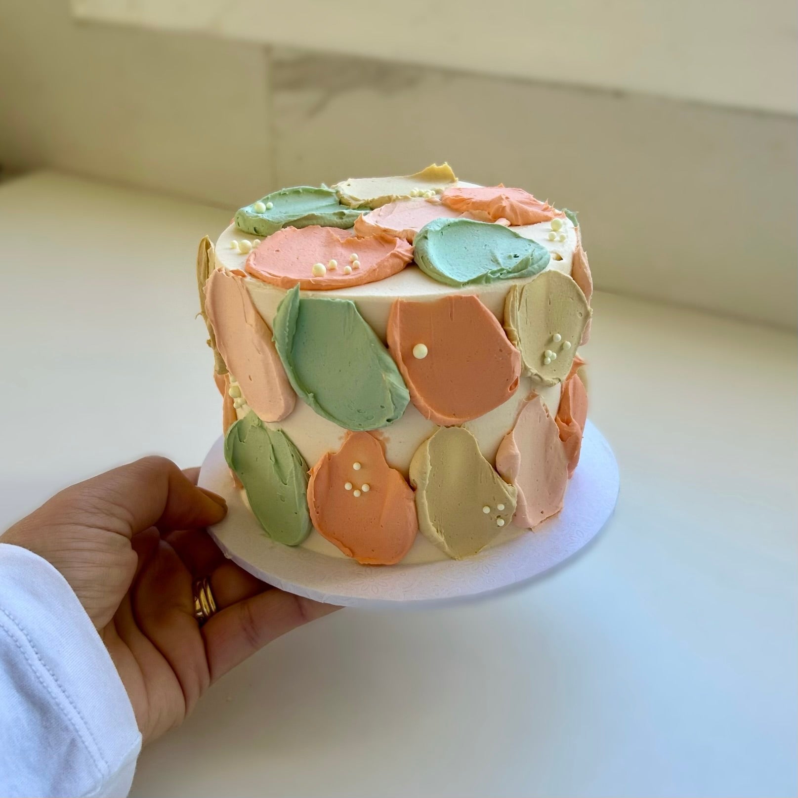 Favourite colours smear cake green orange 